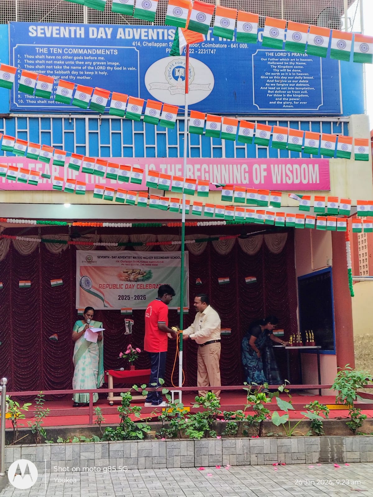 Students parade formation SDA School Coimbatore Independence Day