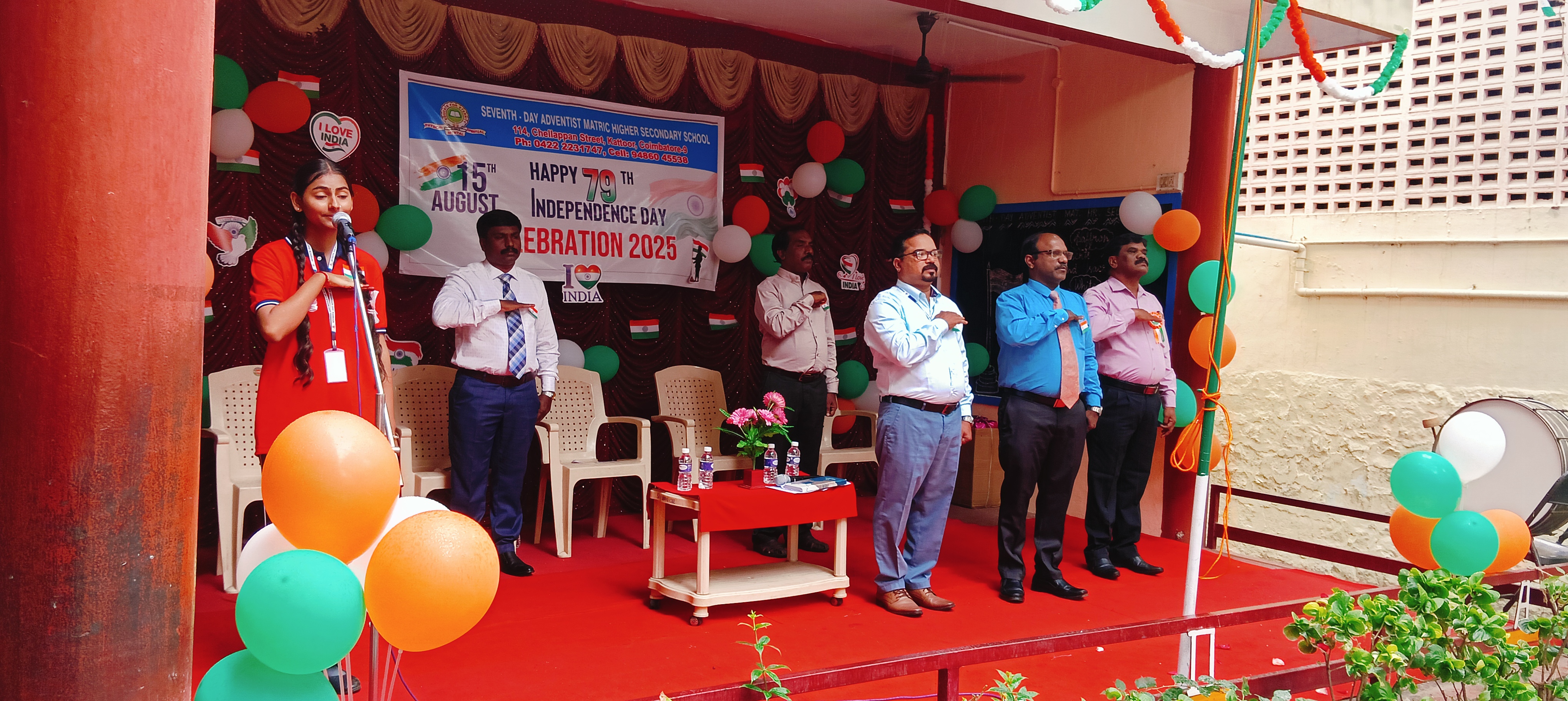 Students celebrating Independence Day SDA School Coimbatore