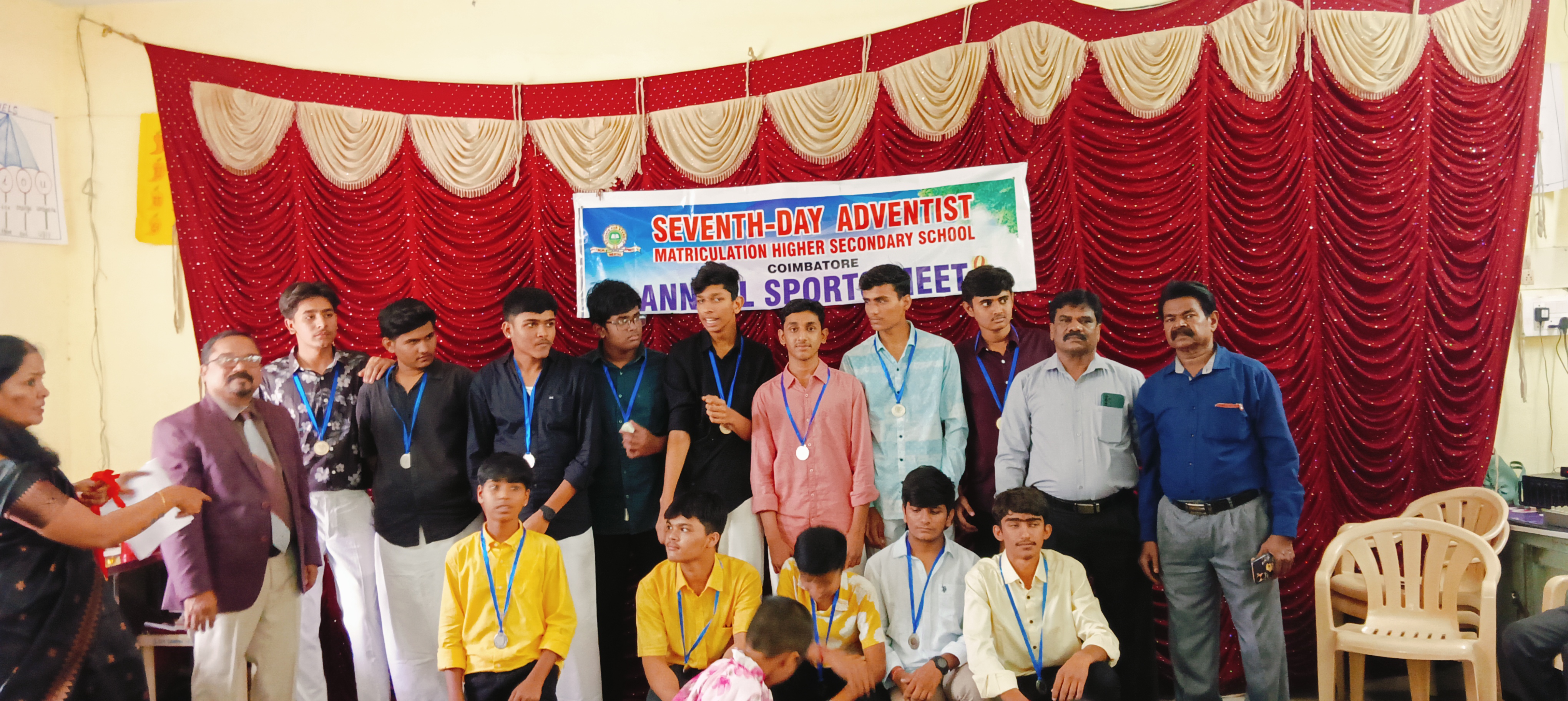 Students receiving certificates SDA School Coimbatore